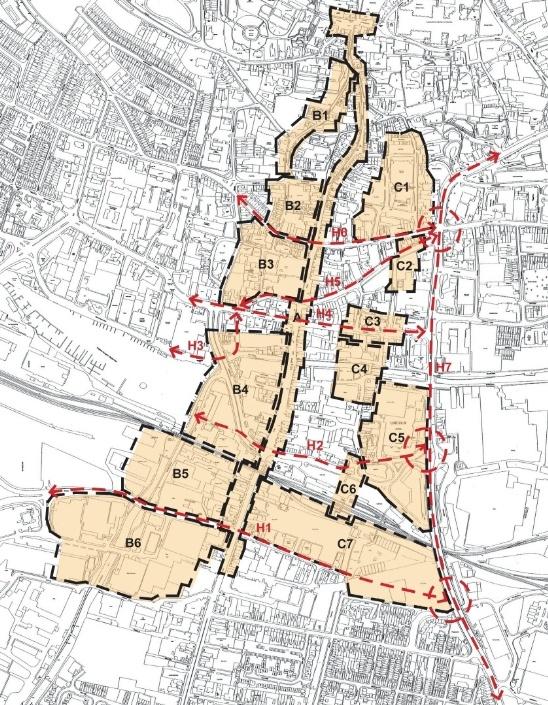 Sites included within the city centre masterplan