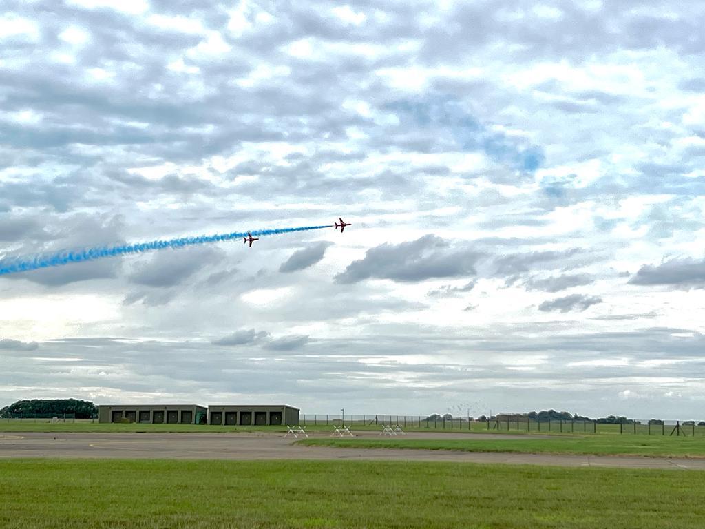 Picture of Red Arrows flying over Scampton