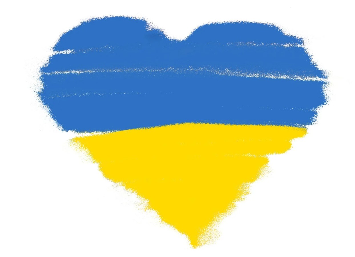 Ukrainian flag in the shape of a heart