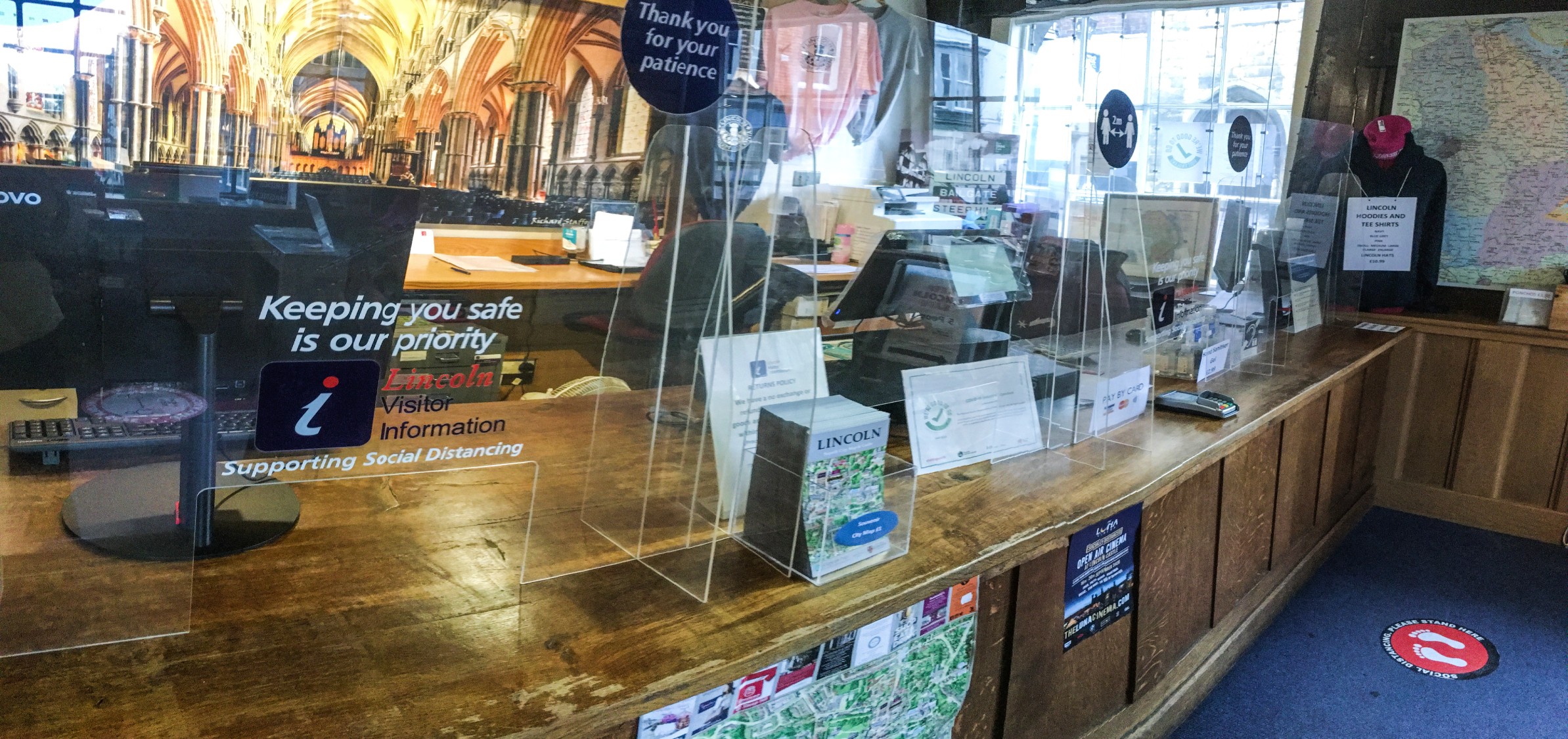 Welcome desk inside the visitor information centre