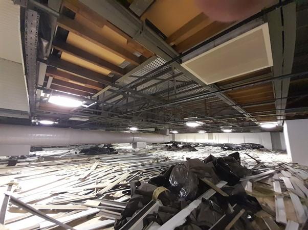 Ceiling being removed