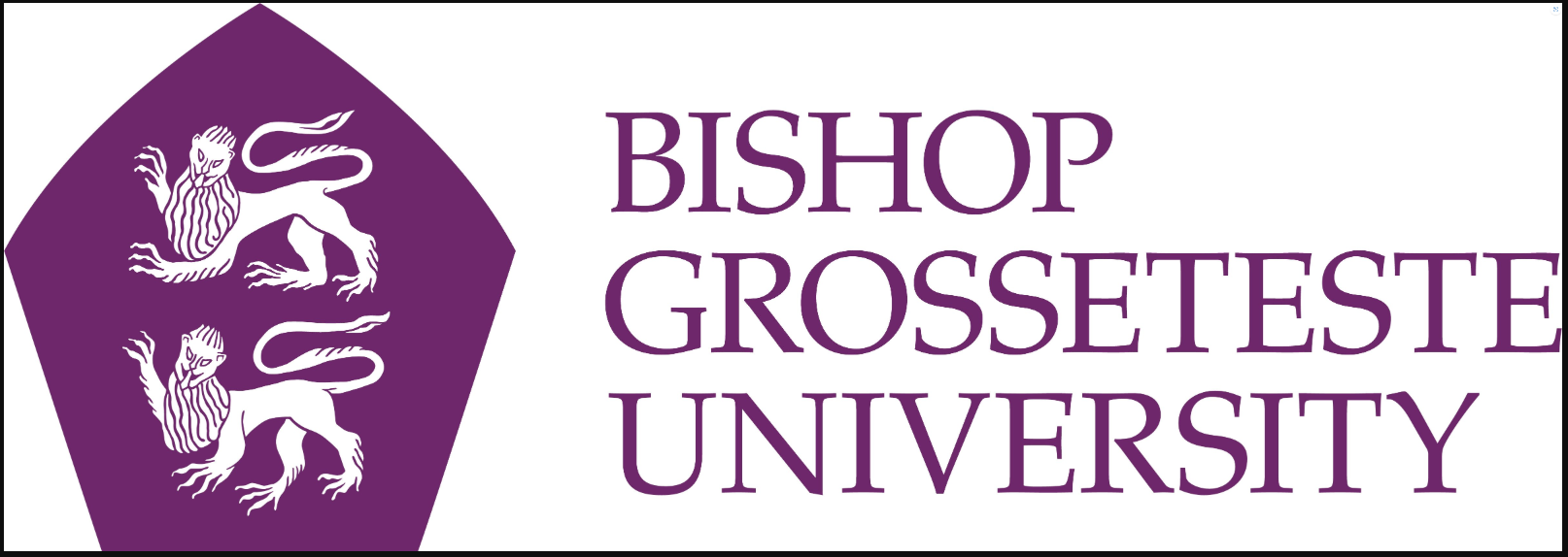 Logo for Bishop Grosseteste University featuring a pentagon with two lions inside it.