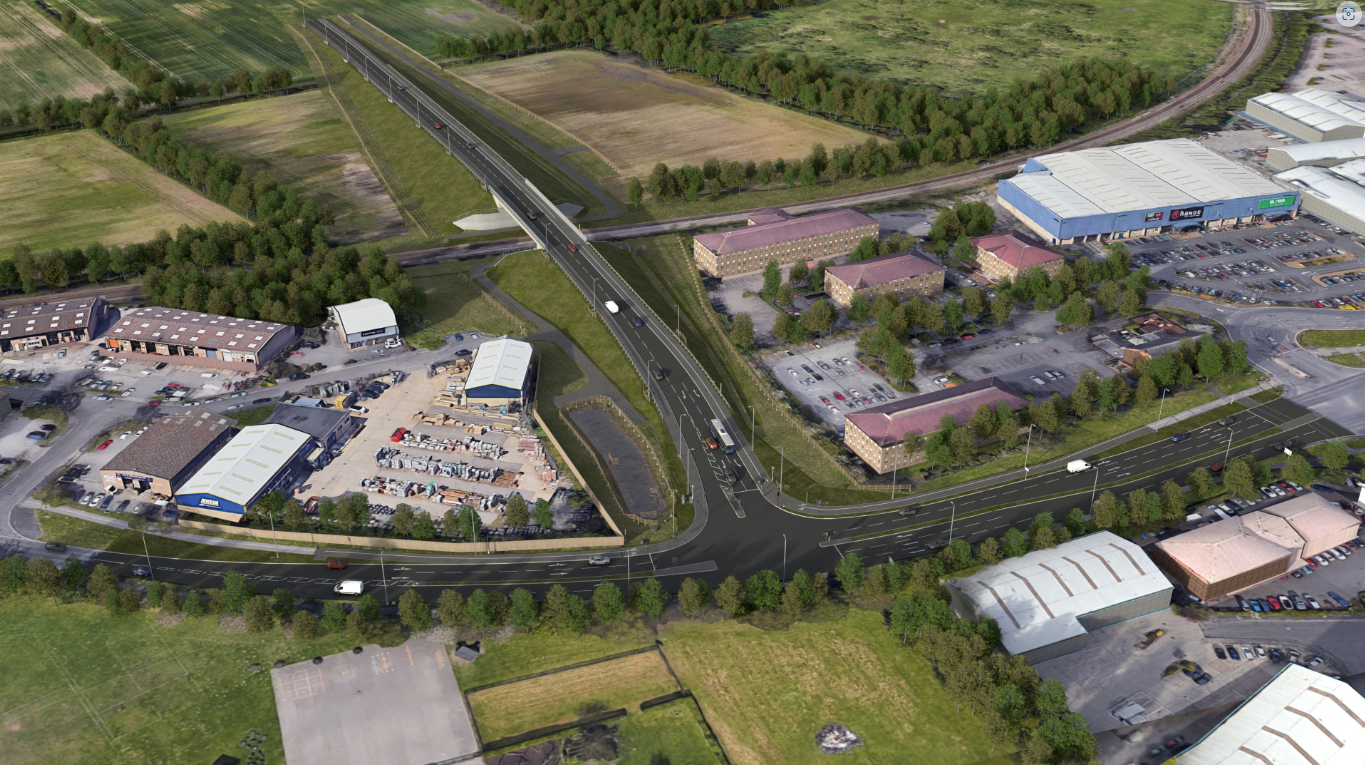 A CGI image of plans for the new road leading into the eastern access of Charterholme.
