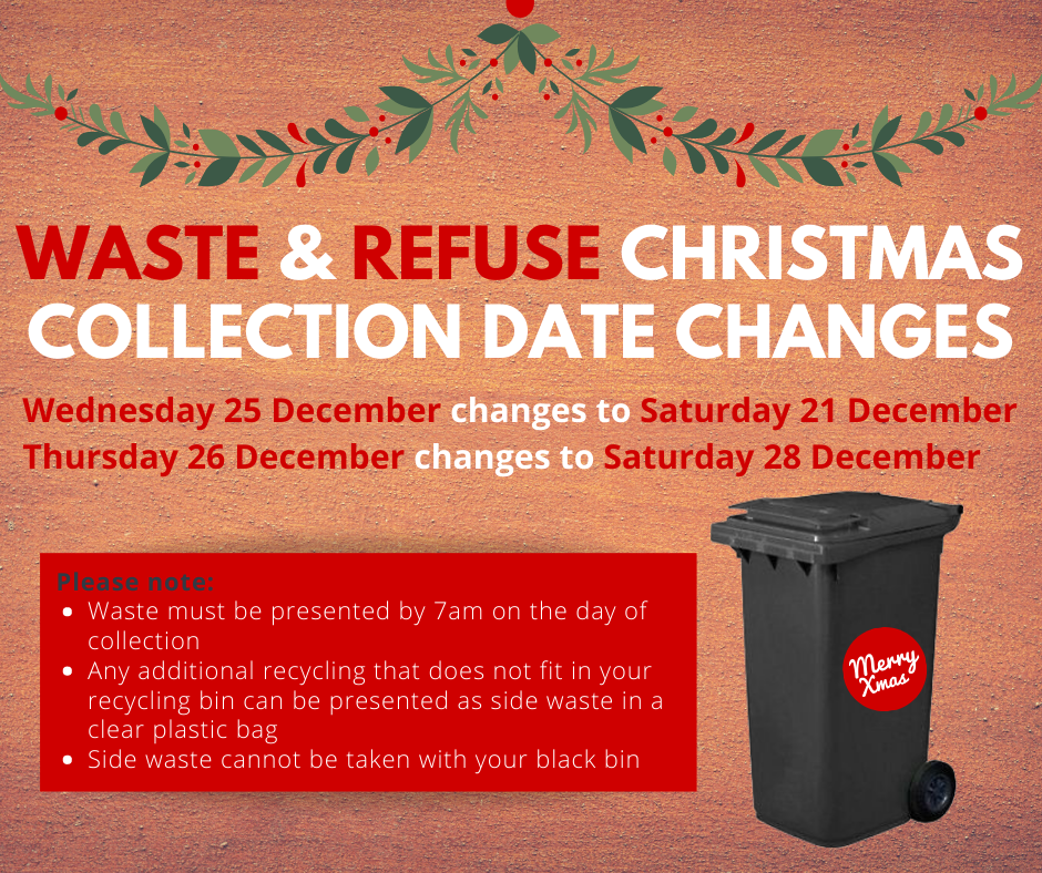 informative poster regarding Christmas bin collections 2019