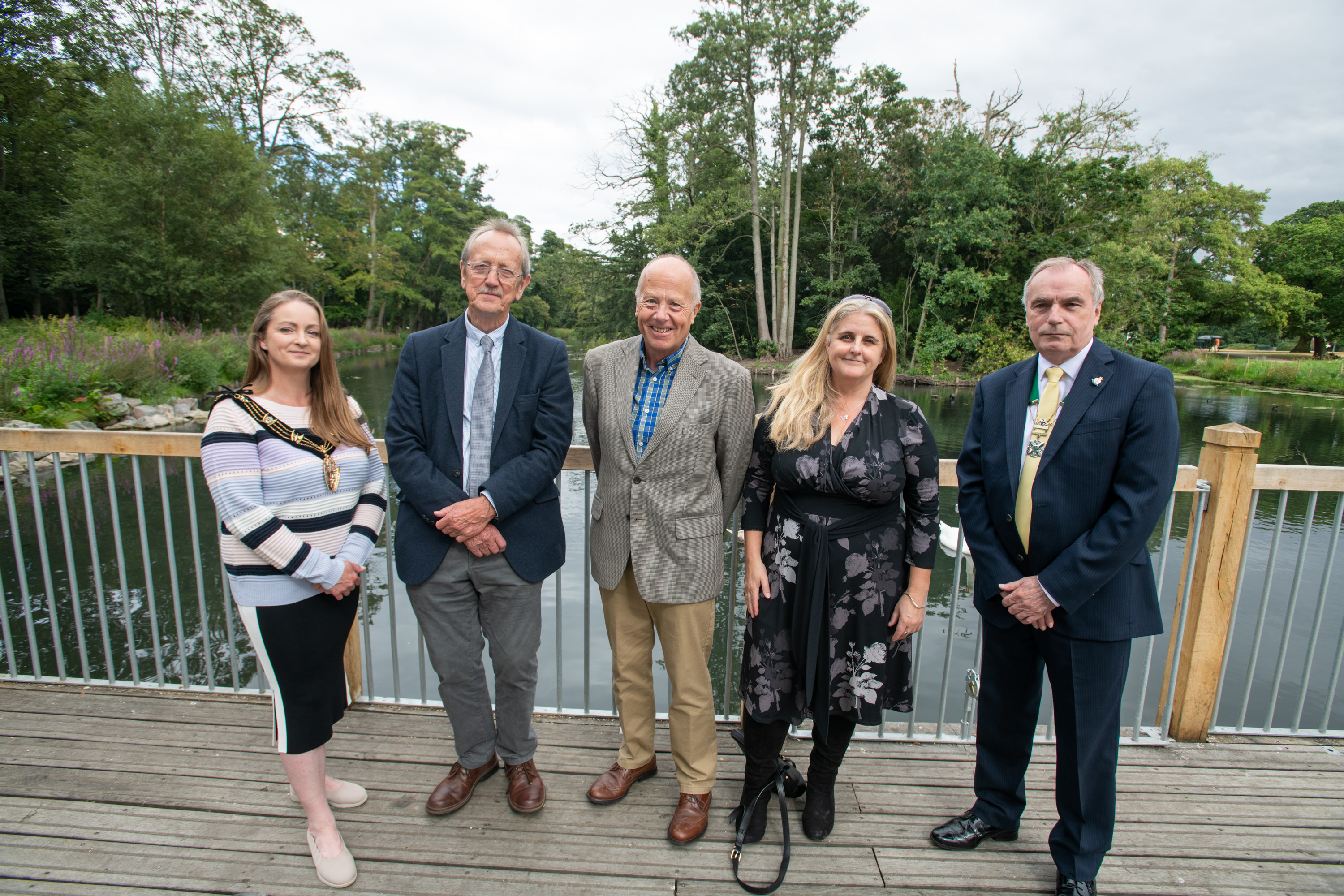 Members of City of Lincoln Council, the Mayor, Members from the Boultham Park Advisory Group and Members of the Lincolnshire Wildlife Trust at Boultham Park Lake