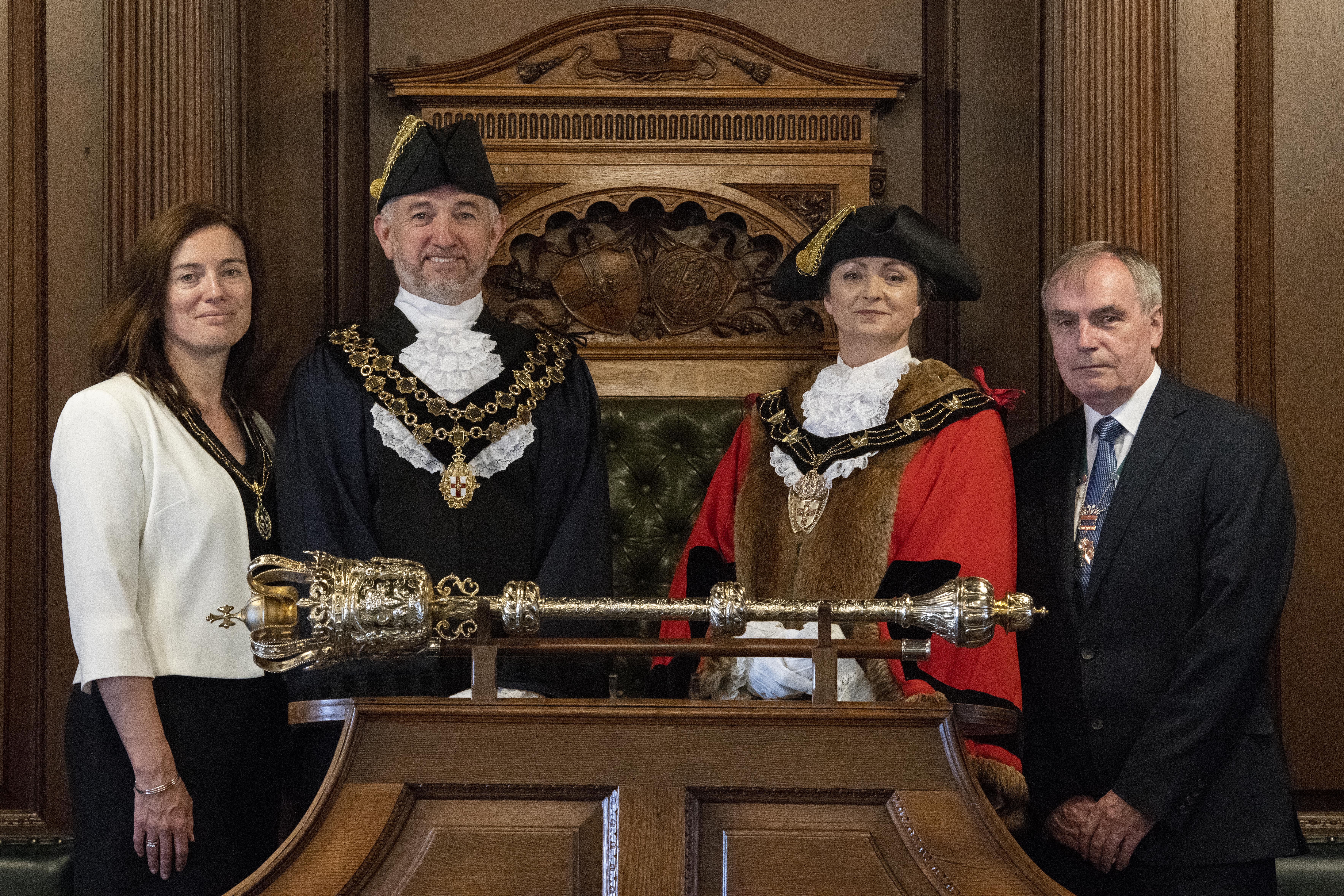 The Right Worshipful the Mayor of Lincoln Cllr Jackie Kirk with her consort