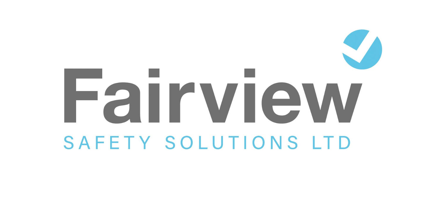 The words ‘Fairview Safety Solutions’ with a blue circle with a tick inside it.