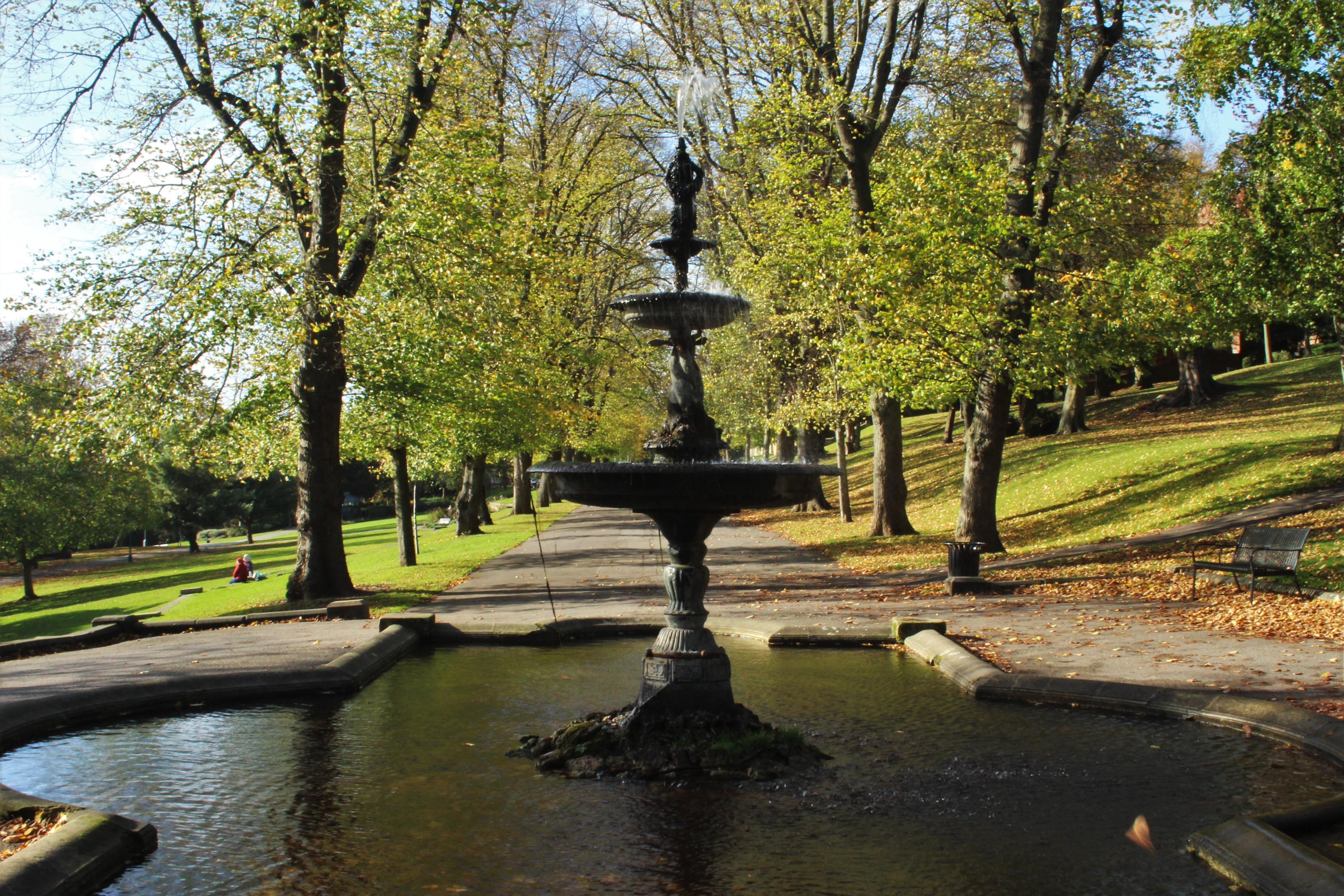 The fountain at the end of the terrace