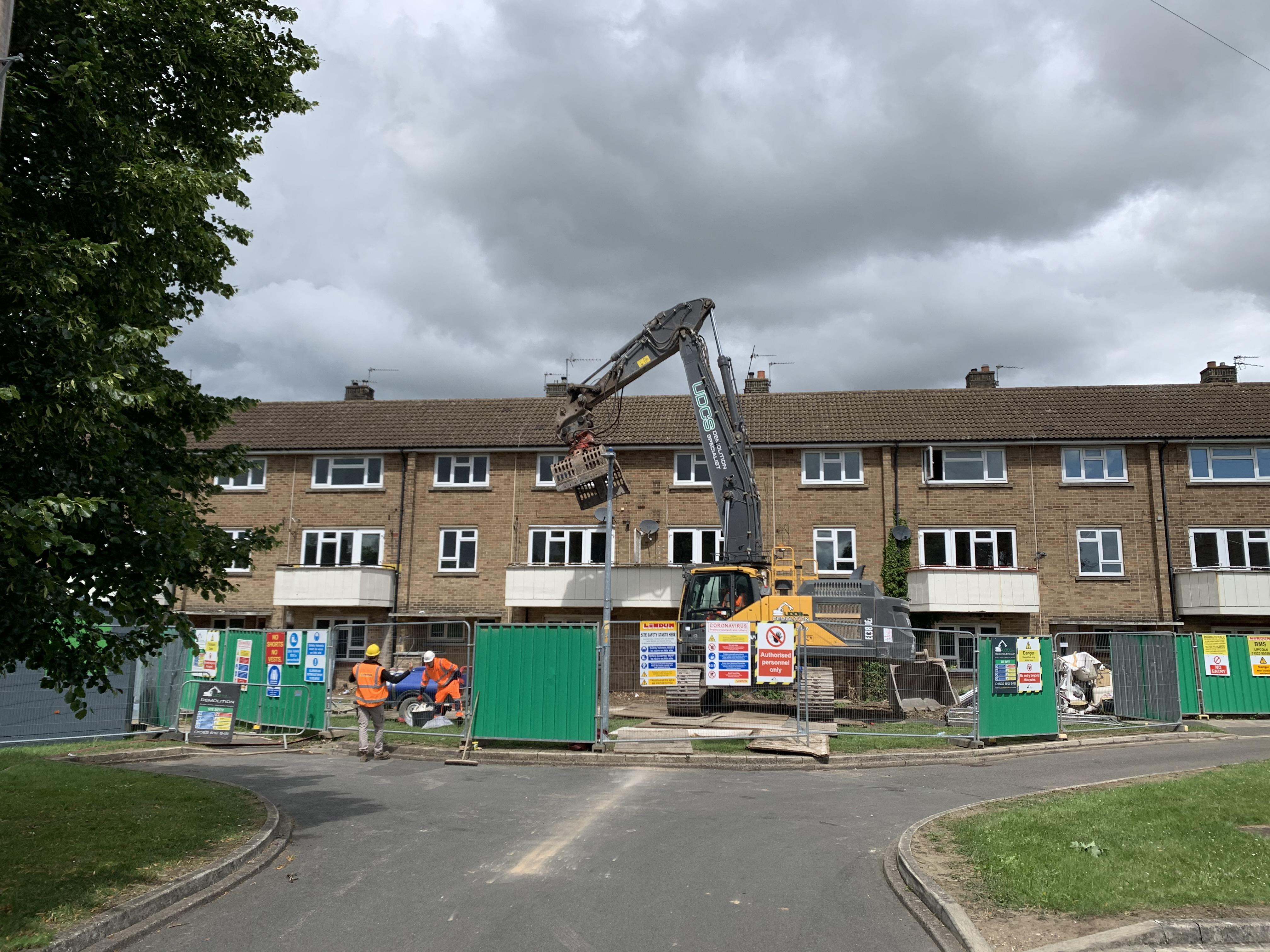 New houses being built  by construction workers