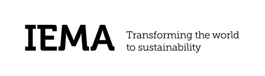 The logo shows the initials ‘IEMA’ in black capital letters. The tag line beside it reads “Transforming the world of sustainability”.