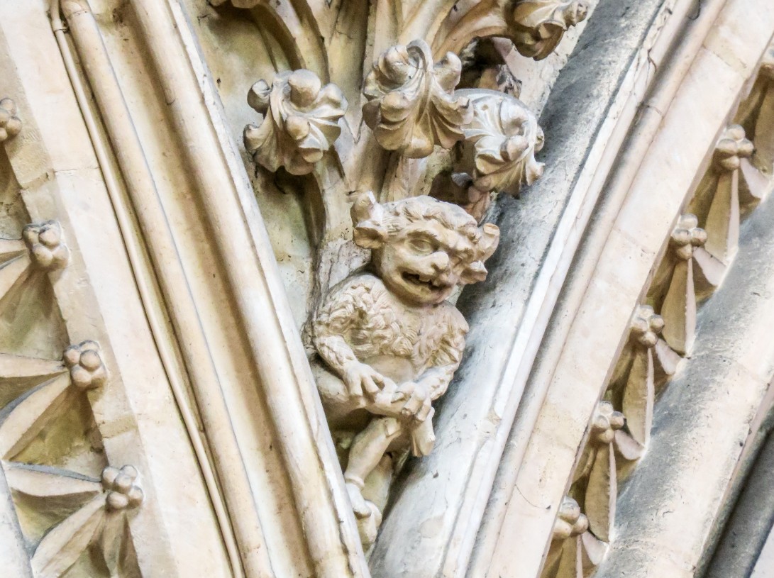 A stone carving of the  Lincoln Imp, Lincoln cathedral