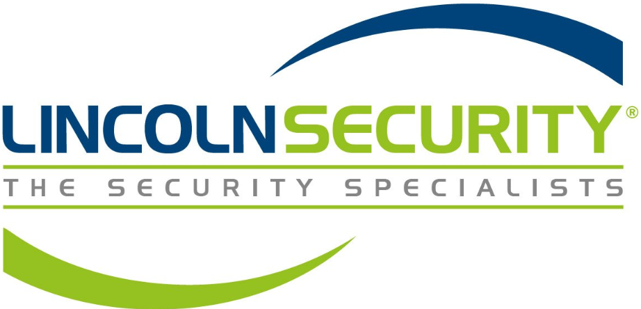 “Lincoln Security” is in capital letters in blue and green font. Underneath, the tag line reads “The Security Specialists”.