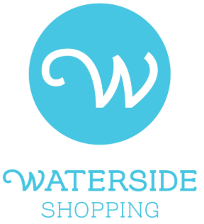 The logo is a capital ‘W’ in a blue bubble with the words ‘Waterside shopping’ underneath
