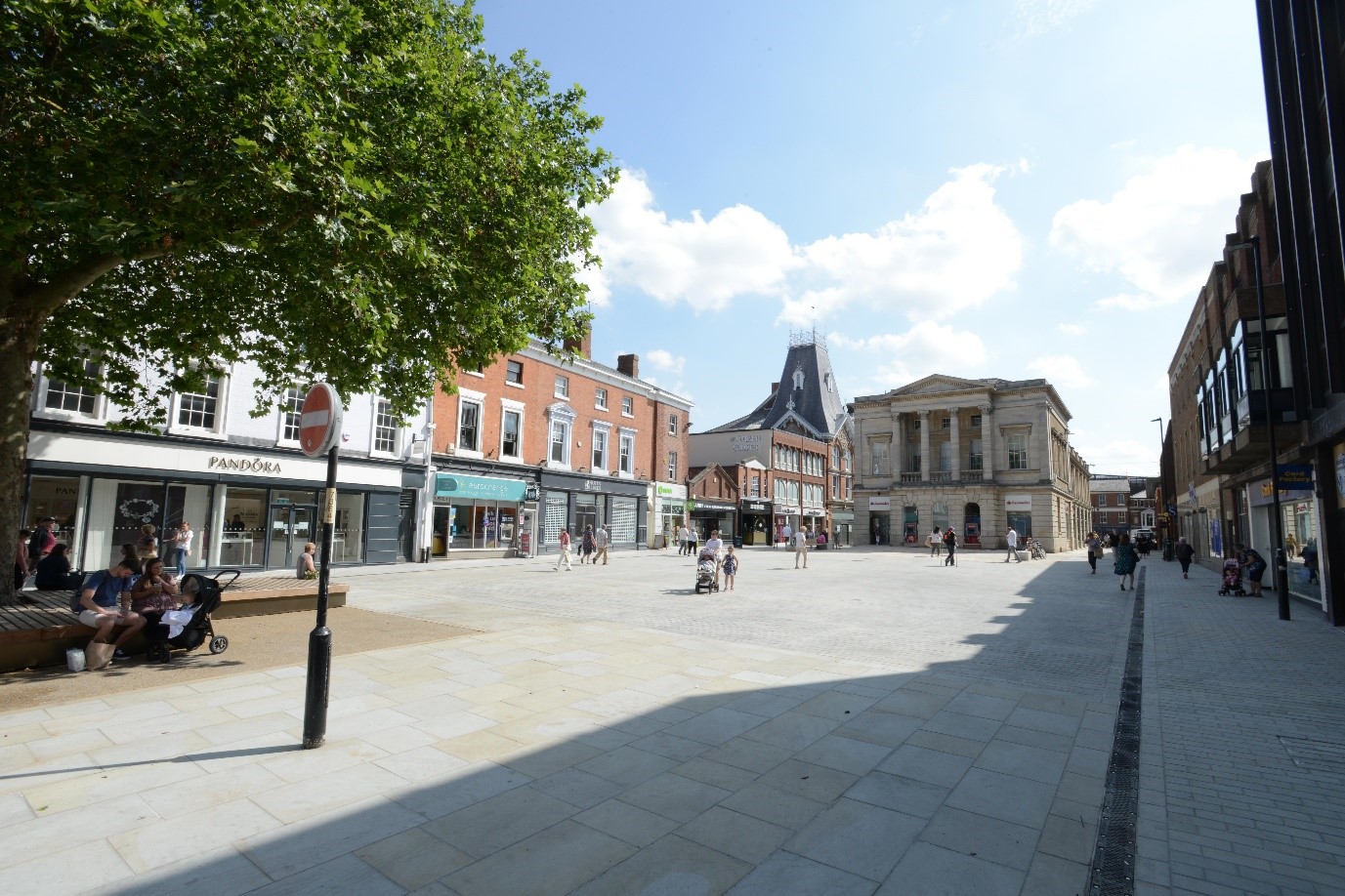 New paving and street furniture at Cornhill Quarter