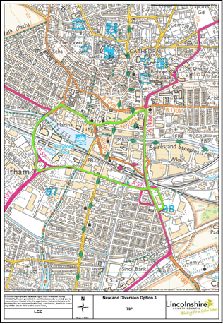 The signed diversion for the westbound road closure will be Broadgate A1434, Kesteven St, East West Link Road (Tentercroft Street), Rope Walk, Brayford Way (University Bridge)