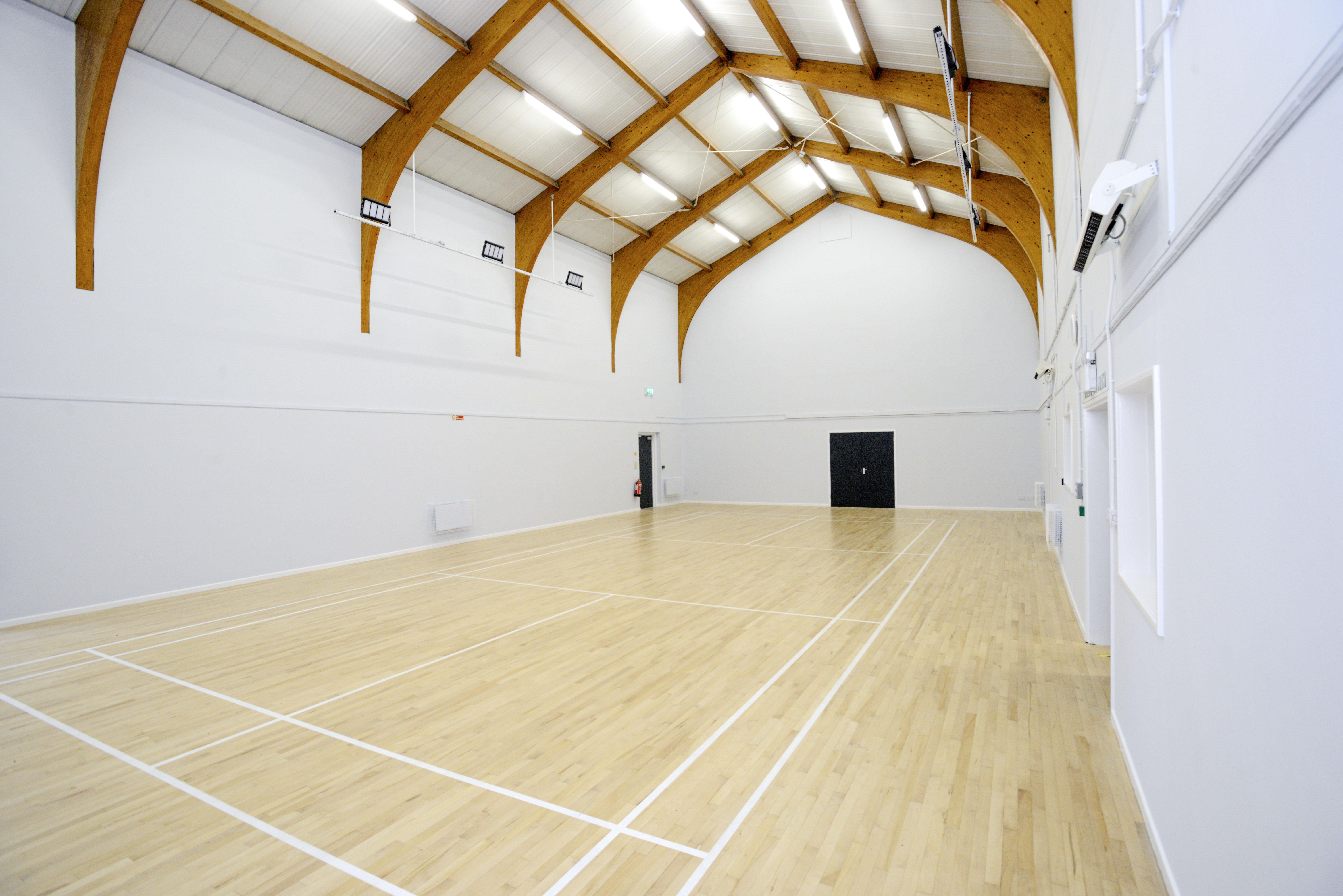 Sports hall with badminton court markings