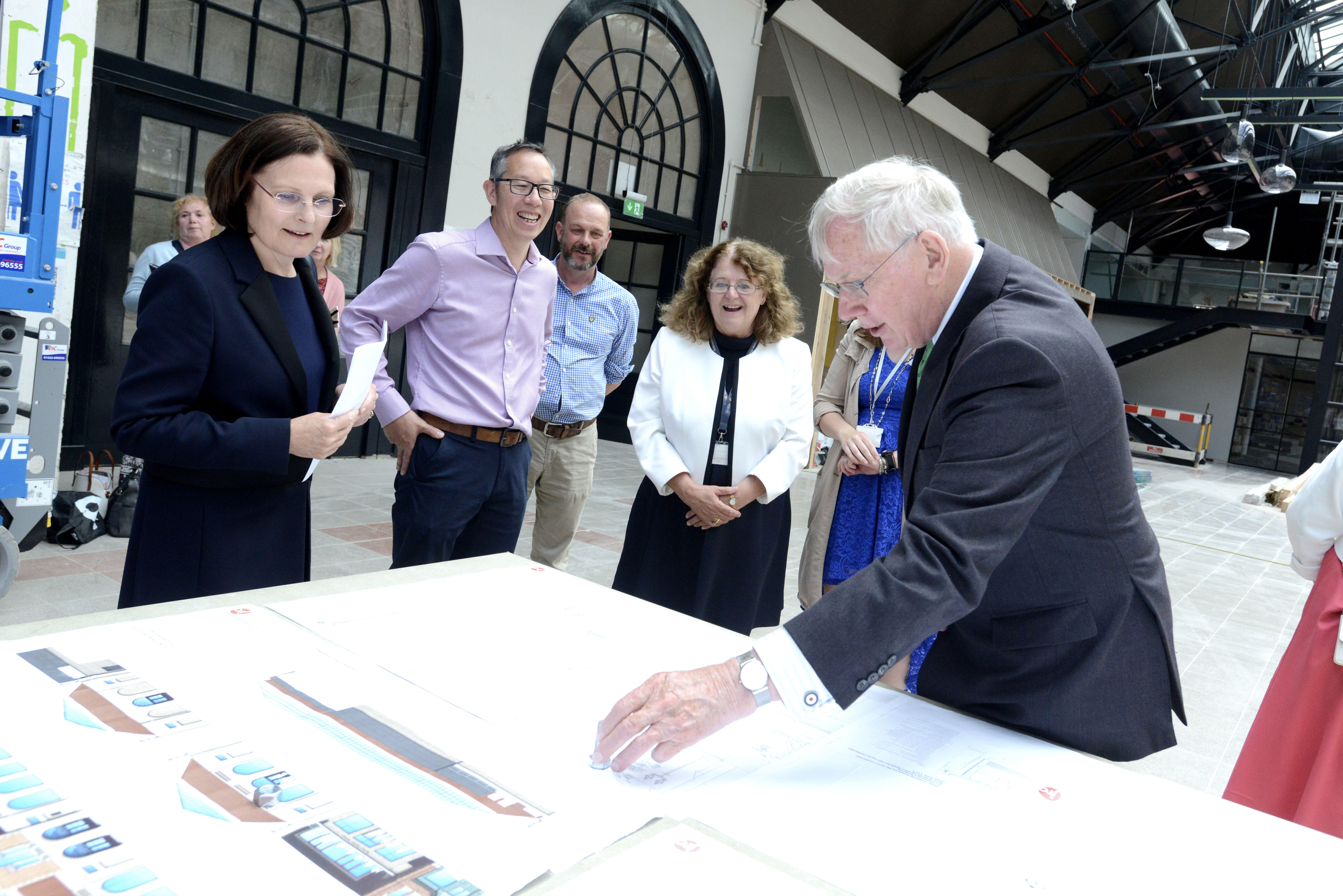 The Duke of Gloucester looks at Cornhill Market plans.