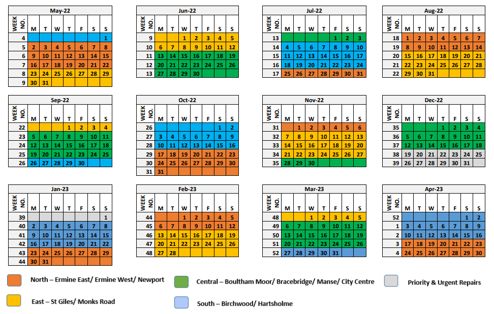 Irs Calendar 2023 Scheduled Repairs – City Of Lincoln Council