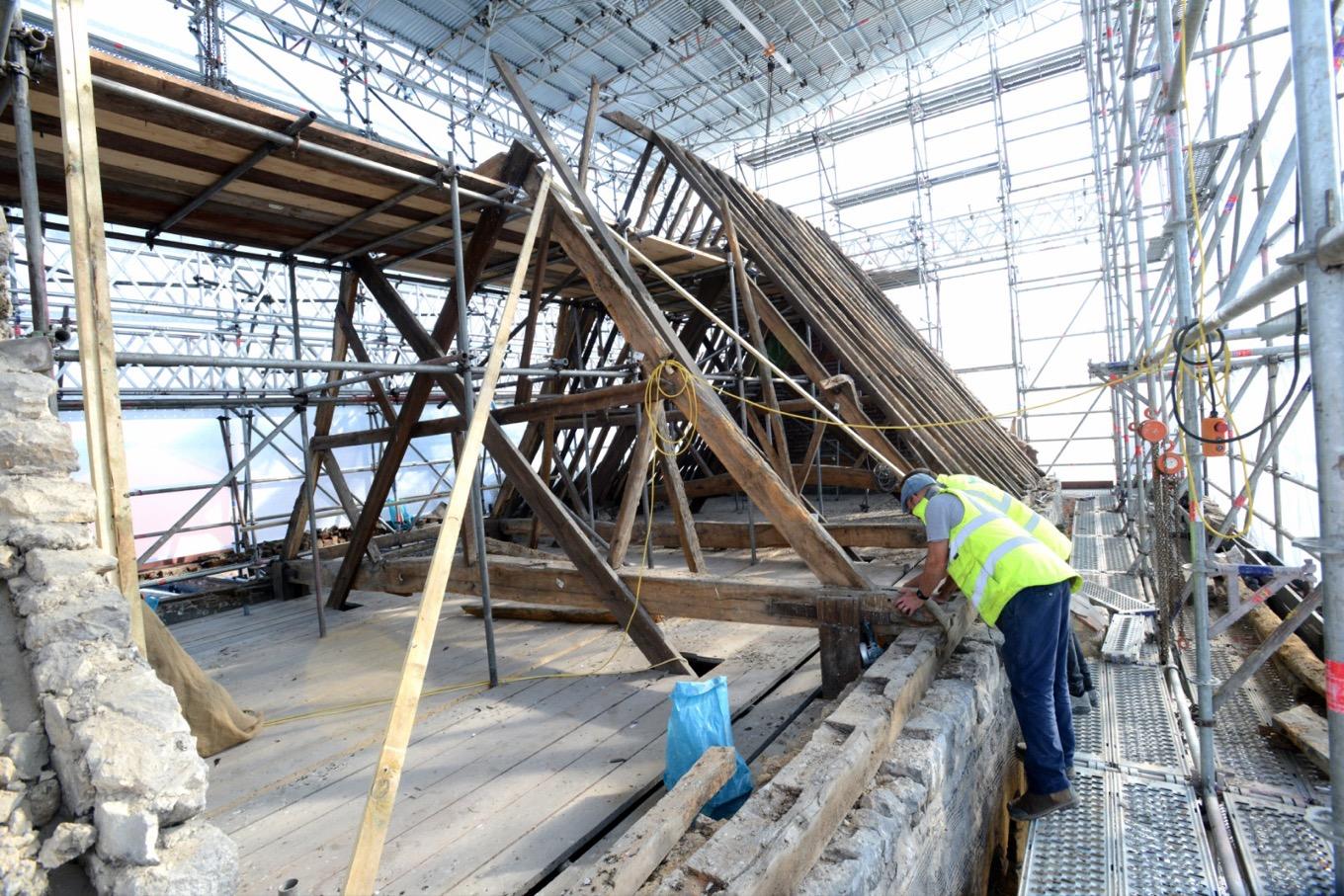 St Marys Guildhall roof under construction