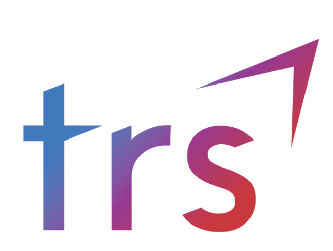 Logo features the initials TRS in a faded blue to red colour with a triangular arrow on the right hand side