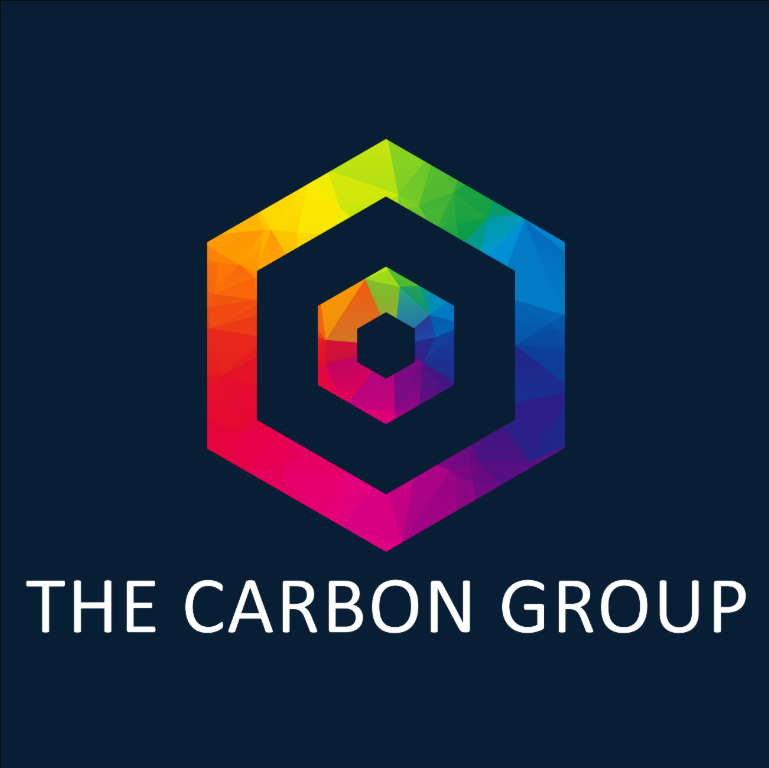 Logo features a brightly multi-coloured hexagon with the words “The Carbon Group” underneath.