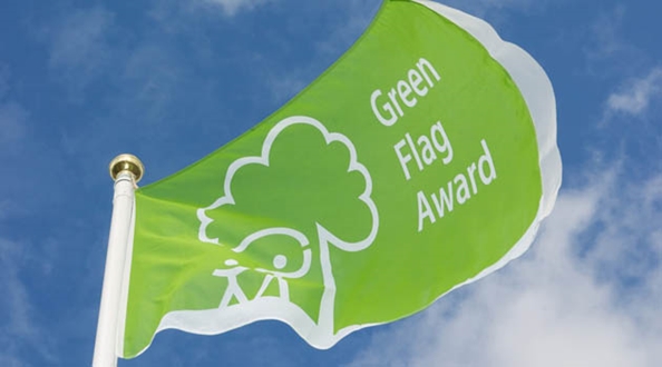 Green flag stock image