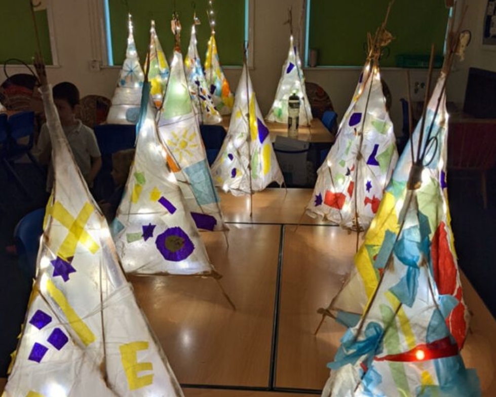 willow and tissue paper lanterns