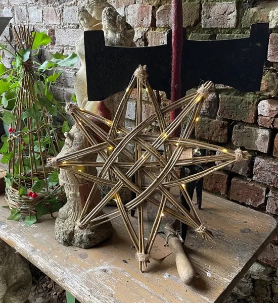 woven Willow star with lights